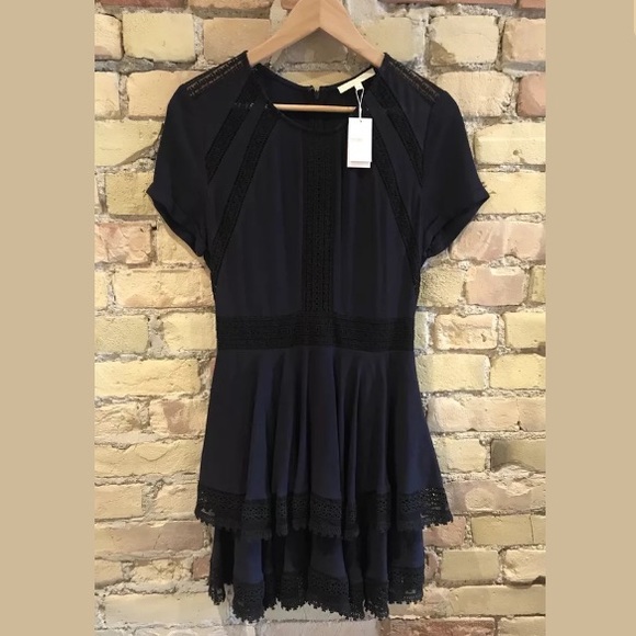 Maje Raglia Mini Flounce Dress Size 1 - Picture 4 of 5